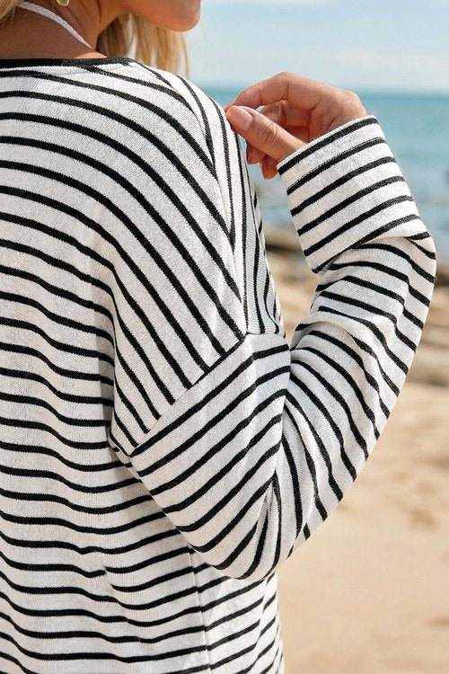 Arach&Cloz Women's Linen Blend Beach Cover-Up - Oversized Off-Shoulder Summer Top