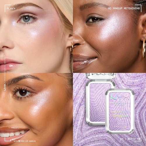 NYX Professional Makeup Buttermelt Highlighter - Long-Lasting, High Impact Glow | Holographic Lavender, 40 No 1 Butta