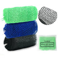 African Net Sponge Authentic 3 Pieces Exfoliating Body Scrubber African Net Sponge with Knots African Exfoliating Net Bath Sponge with Travel Bag (Black,Green,Blue)