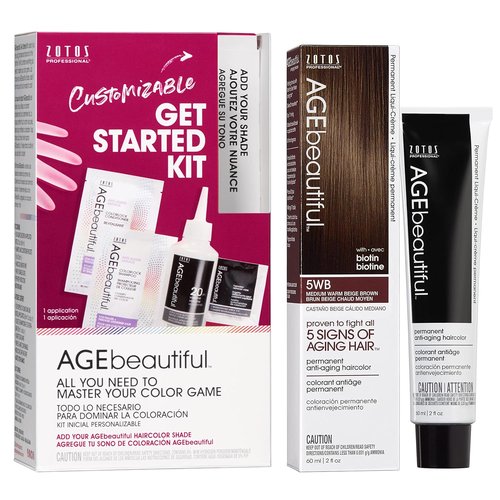 AGE Beautiful Permanent Hair Color Dye - 100% Gray Coverage & Anti-Aging Formula | Biotin Infused for Thicker, Fuller Hair