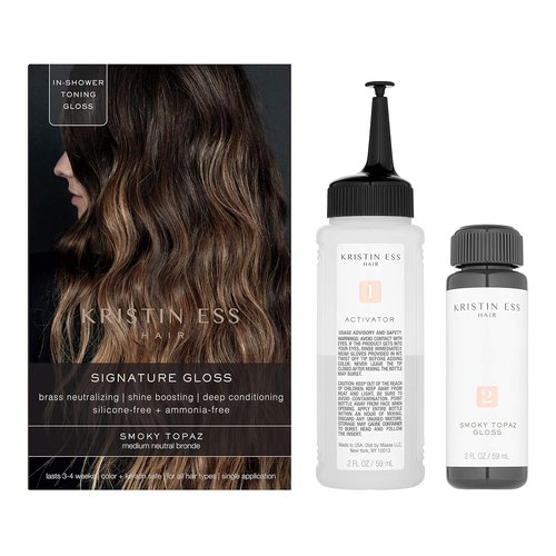 Kristin Ess Hair Gloss - Smokey Topaz Medium Neutral Blonde | 4-Week Semi-Permanent Color Depositing Conditioner - Vegan & Ammonia-Free for Vibrant Shine