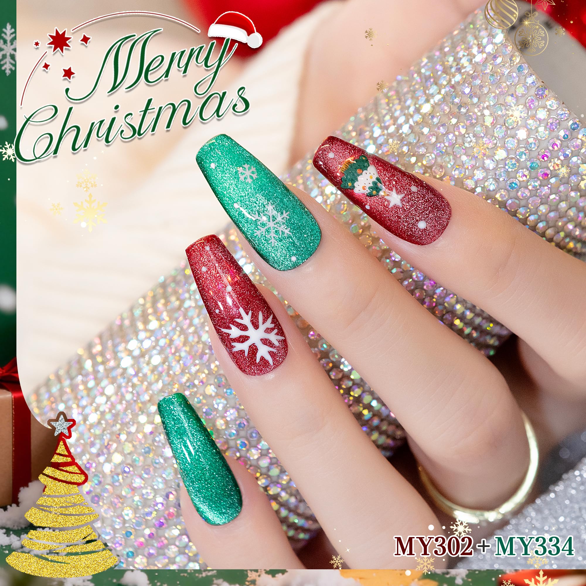 YTD Likomey Cat Eye Gel Nail Polish Set,Fall Winter 8 Colors Crystal Magnetic Glitter with Magnet Stick Kit,Silver Green Blue Black Champagne Gold Brown Plum UV Color Varnish,0.25 Fl Oz 7.5 ml