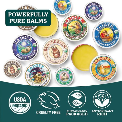Badger Healing Balm - Organic Hand Cream for Dry, Cracked Hands | Long-Lasting Moisturizer, 2 oz Tin