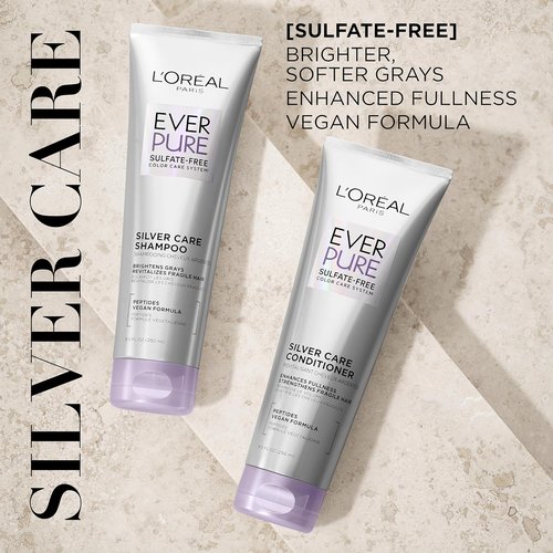 L'Oreal Paris EverPure Brightening Shampoo - Sulfate-Free Vegan Formula for Gray Hair | 8.5 Fl Oz
