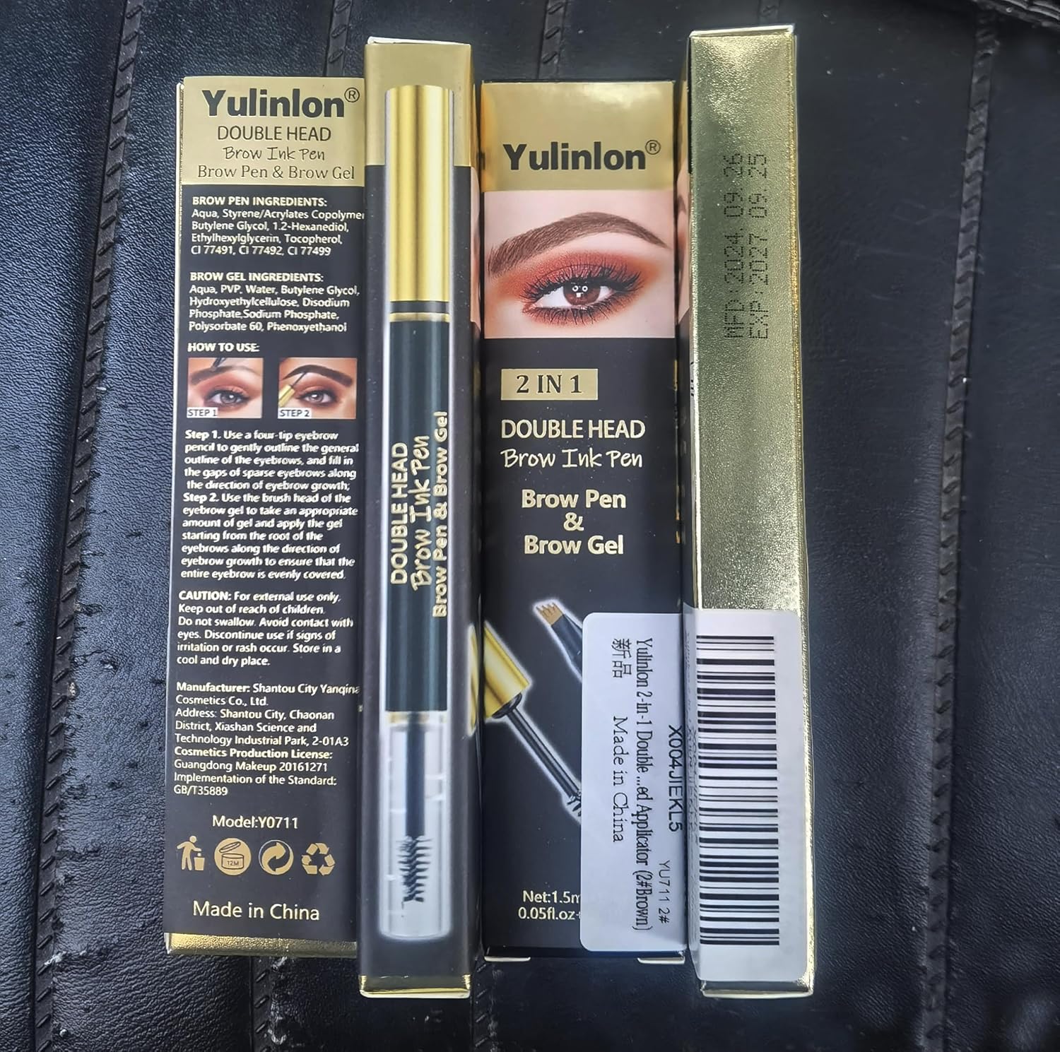 Yulinlon 2-in-1 Double Head Eyebrow Pen - Waterproof Brow Makeup with Dual-Ended Applicator | Dark Brown