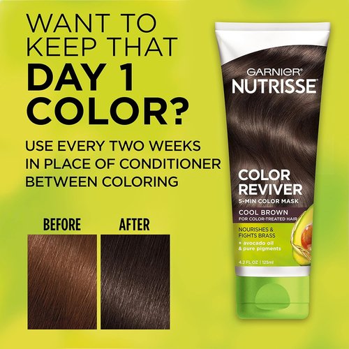 Garnier Nutrisse Color Reviver Hair Mask - Nourishing Cool Brown Formula, 4.2 Fl Oz | 2 Count