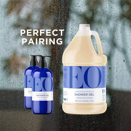 EO Shower Gel Body Wash, 16 Ounce (Pack of 2), Lavender, Organic Plant-Based Skin Conditioning Cleanser with Pure Essentials Oils
