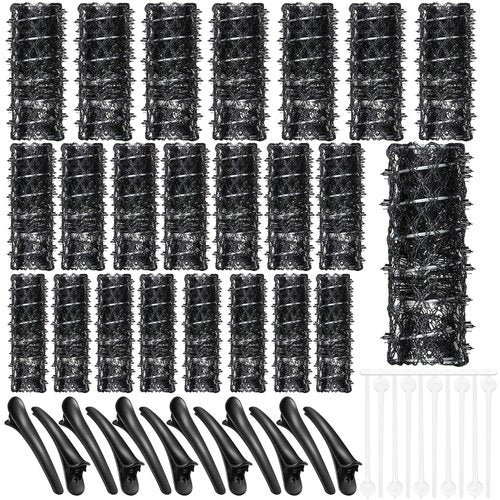 Skiennix Hair Rollers Set - 48 Wire Mesh Perm Rods with Duck Teeth Clips | 0.71/0.87/1.1 Inch Sizes