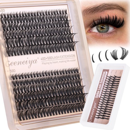 Geeneiya Lash Clusters with Spikes Wispy Eyelash Clusters 8-16MM Lash Extension D Curl Wispy Cluster Eyelash Extensions Spikes Individual Lashes for Professional and Beginners by Geeneiya
