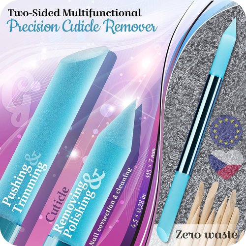 GLADZY Glass Cuticle Pusher - Professional Manicure Stick with Durable Abrasive Surface, Czech Quality