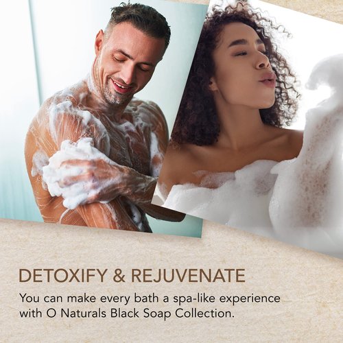 O NATURALS 100% Natural Bar Soap - Gift Set - Organic Ingredients & Essential Oils - Spa Gifts for Women & Men, Body Wash & Face Soap - 6PC Black Soap Collection