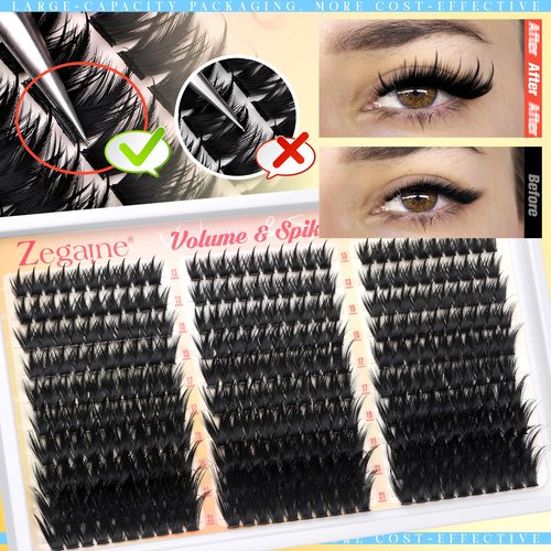Manga Lash Clusters Wispy Eyelash Clusters With Spikes 300Pcs 13-21MM Long Volume Cluster Eyelash Extensions Fairy Lash Extensions Anime Lash Clusters Thick Individual Lashes by Zegaine