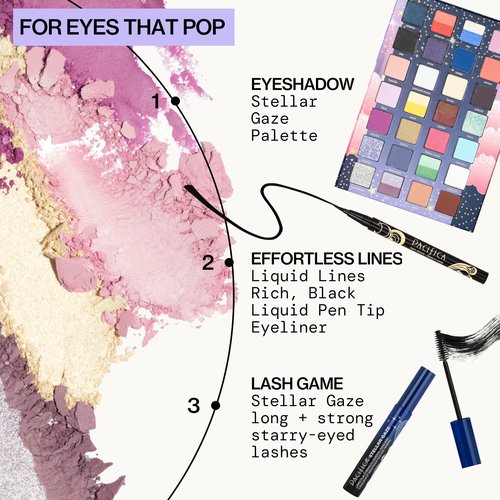 Pacifica Stellar Gaze Eye Shadow Palette - 28 Shades Mineral Eye Shadow Face Makeup Blendable Pigmented Dreamy Pastels, Neutrals, Matte Shimmer & Glitter Finishes w/Vitamin E Talc-Free Vegan Clean