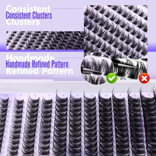 Pawotence Lash Clusters Wispy Kira Cluster Eyelash Extensions 10-18mm Individual Lashes DIY Cluster Lashes Extension Soft Comfortable Eyelash Clusters with Thin Band