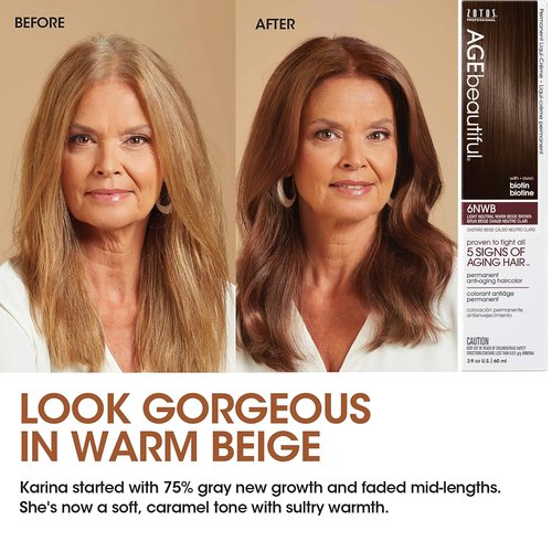 AGE Beautiful Permanent Hair Color Dye Set - 100% Gray Coverage & Anti-Aging Formula | Biotin Enriched for Thicker, Fuller Hair