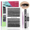 GRACEFULIA Fluffy Lash Clusters Kit 60D+80D, DIY Lash Extension Kit with 280PCS 10-18mm Thick Individual Lashes, Bond & Seal, Tweezers for Eyelash Extensions at Home