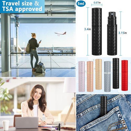 Qavhun Travel Perfume Atomizer Bottle Refillable - 5ml Leakproof Fragrances Perfume Atomizer, Portable Perfume Sprayer, Perfume Refillable Bottle for Traveling (Black)