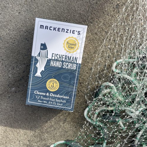 MACKENZIE'S Fisherman Hand Scrub Travel Size Packets - Holiday Gifts for Men - Christmas Gifts for Fisherman - Stocking Stuffer - Gifts for Cooks - Cleansing & Deodorizing - 12 count .33 OZ Packets