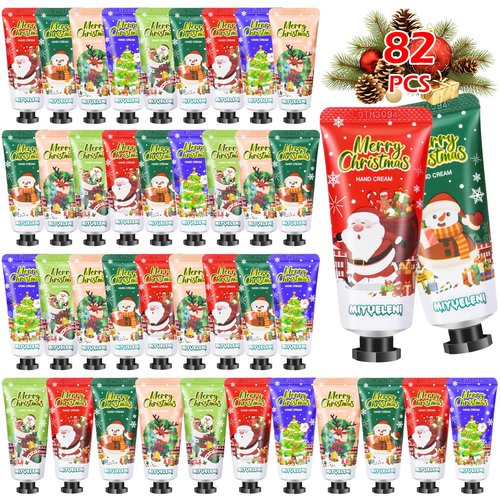 82 Pcs Christmas Hand Cream Gift Set,Bulk Christmas Gifts for Coworkers,Hand Lotion Travel Size,Mini Lotion bulk, Holiday Gifts For Coworker, Moisturizing Lotions for Christmas Stocking Stuffers