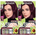 Garnier Nutrisse Ultra Color Hair Dye - Bold, Fade-Resistant Results | Vegan & Cruelty-Free, BR2 Dark Intense Burgundy (2 Count)