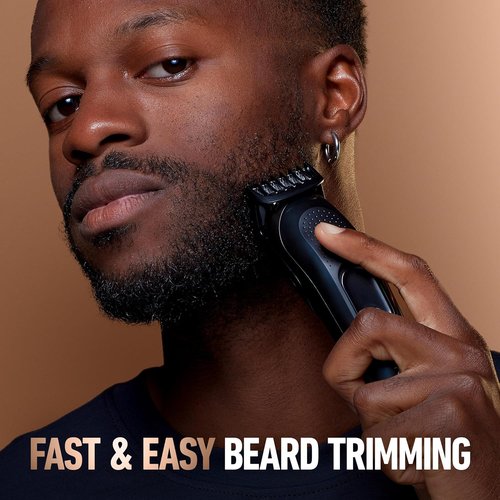 King C. Gillette Cordless Beard Trimmer - 3 Combs, Cleaning Brush & Travel Bag Included | Blue