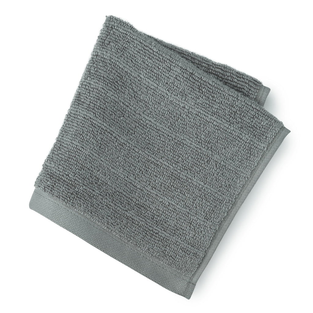 Welhome James 100% Cotton Textured Stripe Towels - 24 Pack Washcloths, Soft & Absorbent, Gray