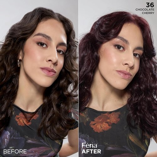 L'Oreal Paris Feria Hair Color - Multi-Faceted Shimmering Permanent Dye, 36 Chocolate Cherry (Deep Burgundy)