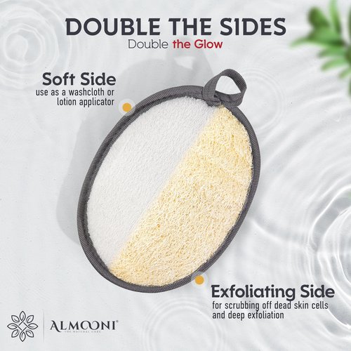 Sturdy Natural Loofah for Men, The Ultimate Men's Loofah Body Scrubber Made with Natural Egyptian Shower luffa Sponge, Bath Shower Sponge lufas for Men - 2 Count (1 Pack) - Gray