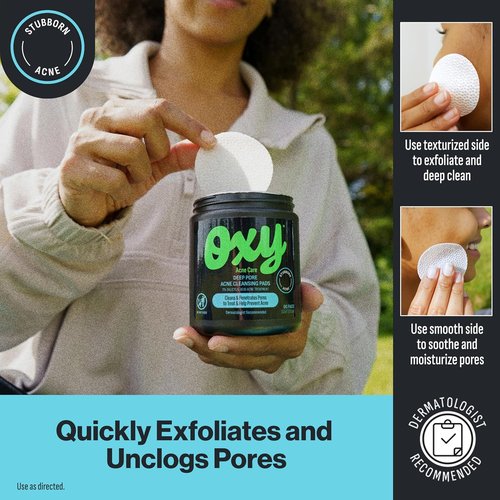 Oxy Deep Pore Acne Cleansing Pads - Maximum Strength 2% Salicylic Acid Treatment | 55 Pads for Breakout Control