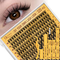 QUEWEL Lash Clusters 320Pcs Cluster Lashes 50D D Curl Lash Cluster Eyelash Extensions Mix9-16mm Individual Eyelashes Clusters Wispy Lash Clusters Thin Band Soft to Use at Home(50D D Mix9-16)