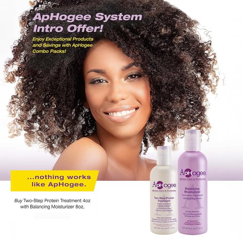 Aphogee Hair Care Double Bundle - Two-Step Protein Treatment (4 Fl Oz) & Moisturizer (8 Fl Oz)