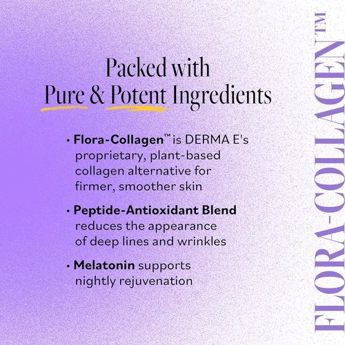 Derma E Advanced Peptides Night Moisturizer - Vegan Flora-Collagen Cream for Hydration & Elasticity | 2 Oz