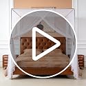4-Corner Gothic Bed Canopy Mosquito Net for Full Queen King Size - Black, 78.7W x 98.4L