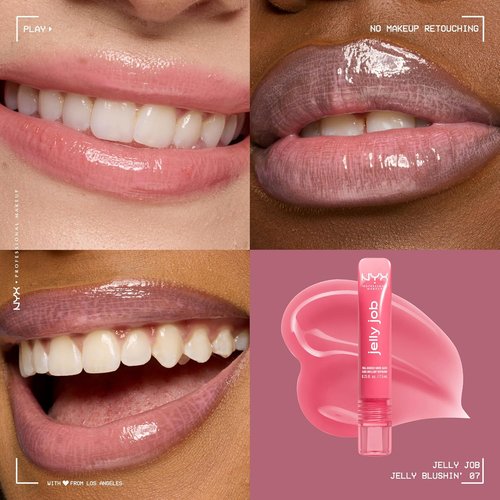 NYX PROFESSIONAL MAKEUP Jelly Job Lip Gloss - Full-Bodied, Smoothing Shine in Pale Pink