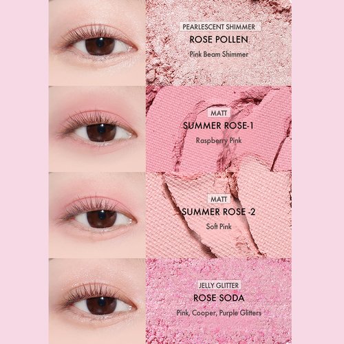 Amuse SEOUL Eye Color Palette 02 COOL ROSE | rose tones | Soft shading, makeup variety of textures, sensuous, vibrant layering, cruelty-free, eco-friendly, vegan, korean