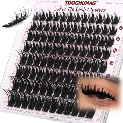 TOOCHUNAG Anime Lash Clusters 12-20mm Manga Eyelash Clusters Volume Cluster Eyelash Extensions D Curly Lashes Clusters DIY Lash Extensions Wispy Individual Lashes