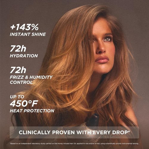 Gisou Honey Infused Hair Oil - Hydrating Frizz Control & Shine Treatment | Heat Protectant for All Hair Types, 1.7 Fl Oz