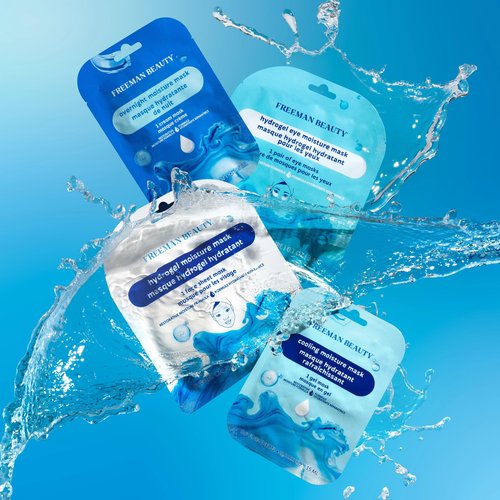 Freeman 4 Piece Hydrating Face Mask Set – Clean Moisture & Glow Sheet Mask Kit With Under Eye Patches, Dermatologist Tested Skincare For Dry or Sensitive Skin, Travel Friendly