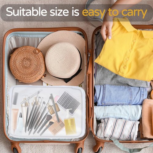 3PCS Clear Hard Plastic Zipper Case, Double Zippers Hard Pouch, Portable Travel Organizer Bin Clear Makeup Bag for Toy Storage, Snack Bag, Cosmetics, Pencil Case, Diaper Bag, Toiletry Bag (3PCS-M)