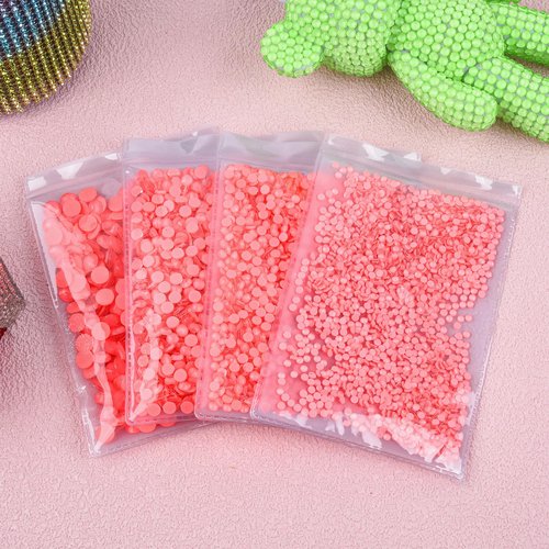 Blinginbox Flatback Rhinestones Round Gems, 1440pcs Luminous Series Glass Stones Neon Gems Non Hotfix Crystal Rhinestones for Nail Charms Crafts Clothes Tumblers,Living Coral Neon,SS20.