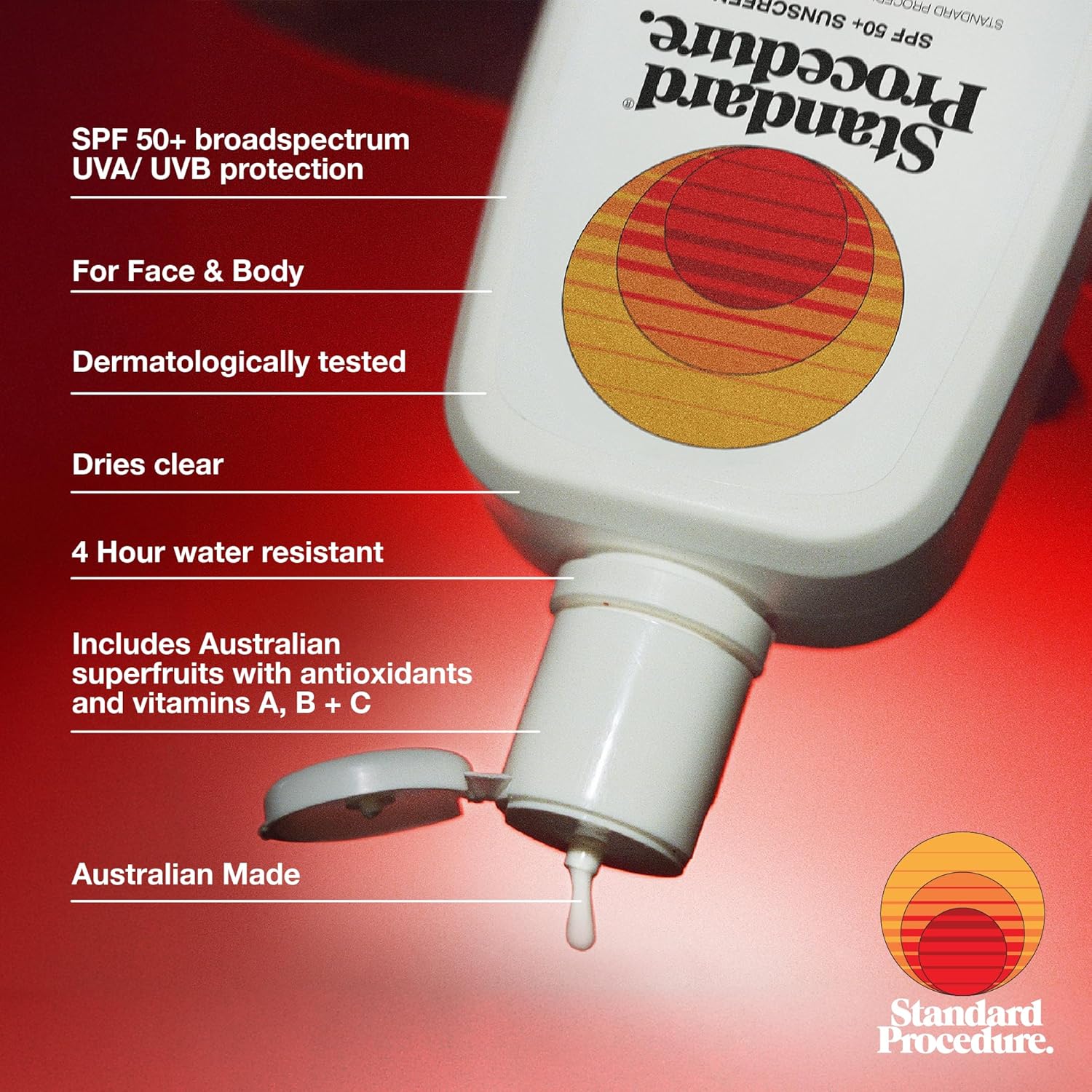 Standard Procedure SPF 50+ Sunscreen - Broad Spectrum Face & Body Sunblock for Sensitive Skin, 8.5 oz