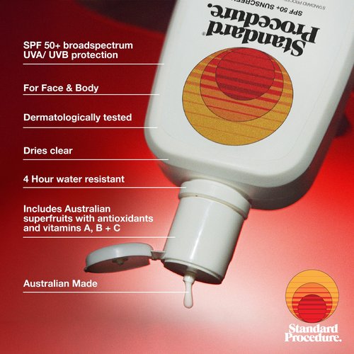 Standard Procedure. SPF 50+ Sunscreen, Broad Spectrum Face & Body Sunblock for Sun-Sensitive Skin, 4HR Water Resistant, Organic Formula, 8.5 oz