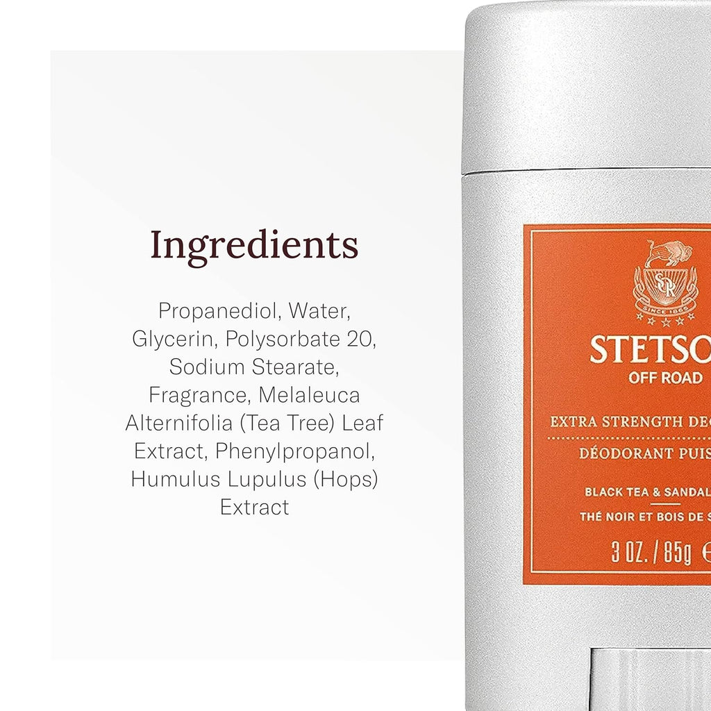 Stetson Extra Strength Men's Deodorant Stick - 3 oz Gel for Grooming Kit | 3 Pack - Off-Road Scent