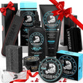 Bossman Big Boss Beard Care Kit for Men - 7 Piece Beard Grooming Kit with Jelly Beard Oil, Beard Conditioner, Beard Balm, MUDstache Wax, Bar Soap, Metal Comb, Brush - Gift Set for Men (Magic)