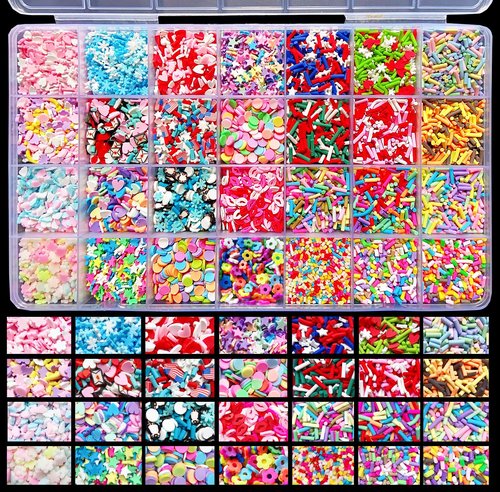 EHOPE Fake Sprinkles 220G Polymer Clay Slices Fake Candy Sprinkle Faux Sprinkles for Nail Art DIY Crafts Cake Phone (28 Styles)