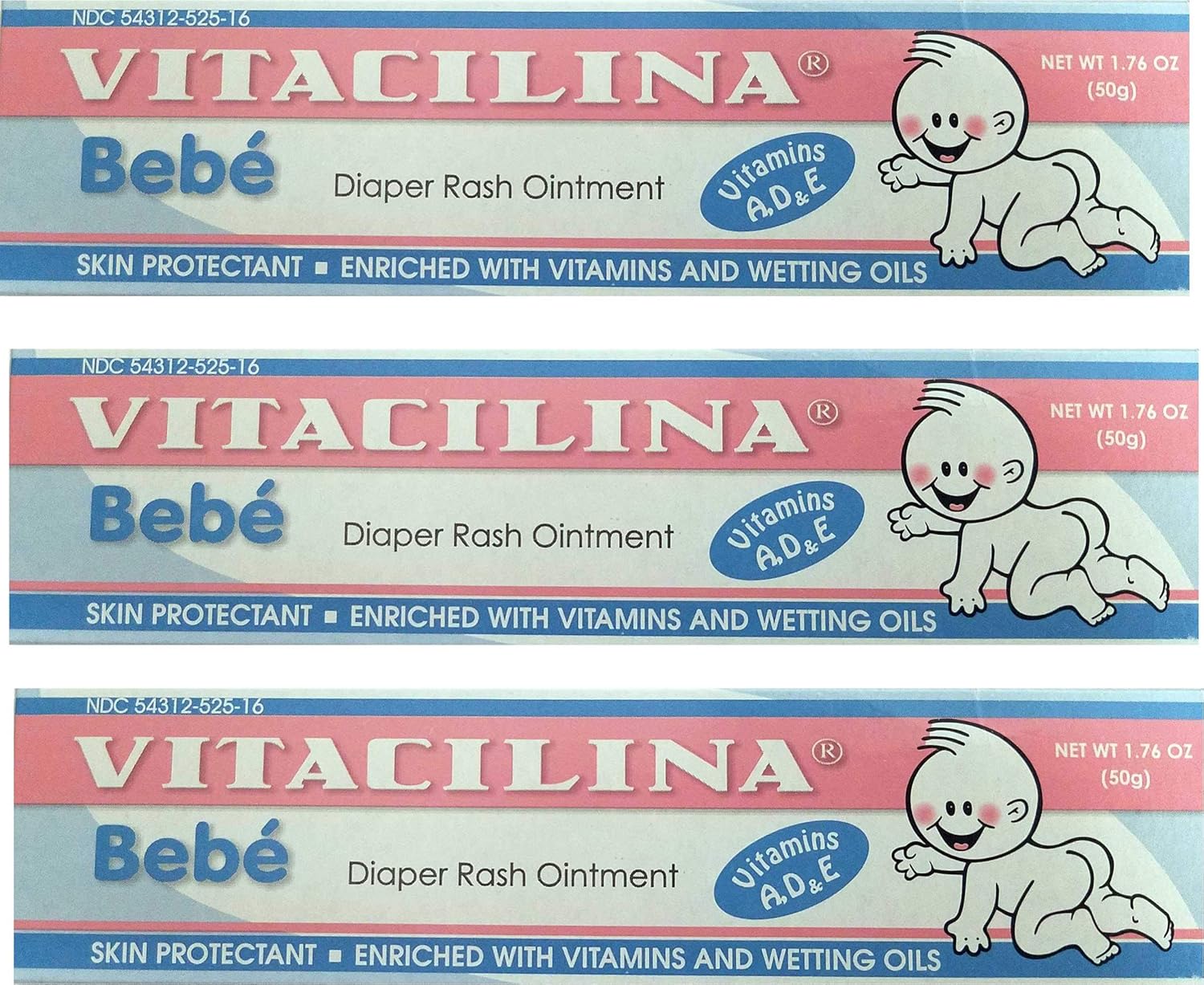 Vitacilina Bebe Diaper Rash Ointment - Soothing Relief for Babies | 1.76 Ounces, 3-Pack