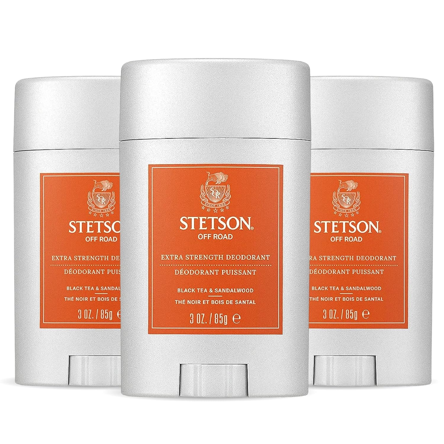 Stetson Extra Strength Men's Deodorant Stick - 3 oz Gel for Grooming Kit | 3 Pack - Off-Road Scent