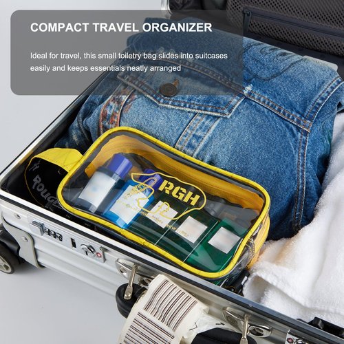 Rough Enough Clear TSA Approved Toiletry Bag for Men Women Travel Cosmetic Organizer with Dry Wet 2 Compartments Yellow