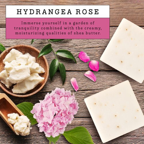 LOVERY (3-Pack Goat Milk Soap Handmade Made in USA with Organic Shea Butter - Hydrangea Rose Goats Milk Soap Bar - All Natural Soap Bar Made with Organic Goat Milk