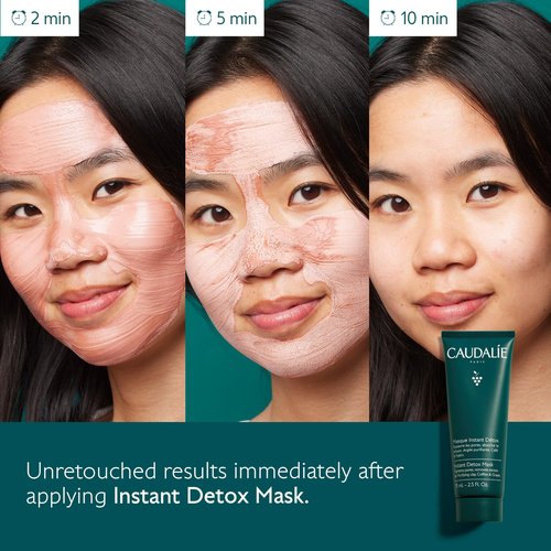 Caudalie Instant Detox Mask, Pore Minimizing Pink Clay Face Mask - 35 mL